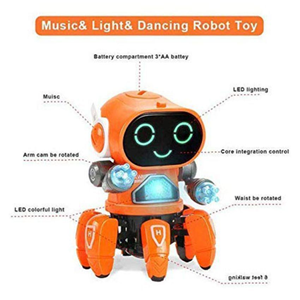 ربات کنترلی شش پا موزیکال و رقصنده نارنجی Dancing ROBOT on remote control RC music light orange -اسباب بازی